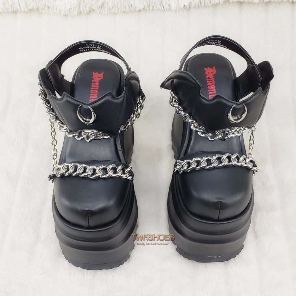 Wave 20 Platform Goth Punk Sandals Bat Closure - Picture 13 of 15
